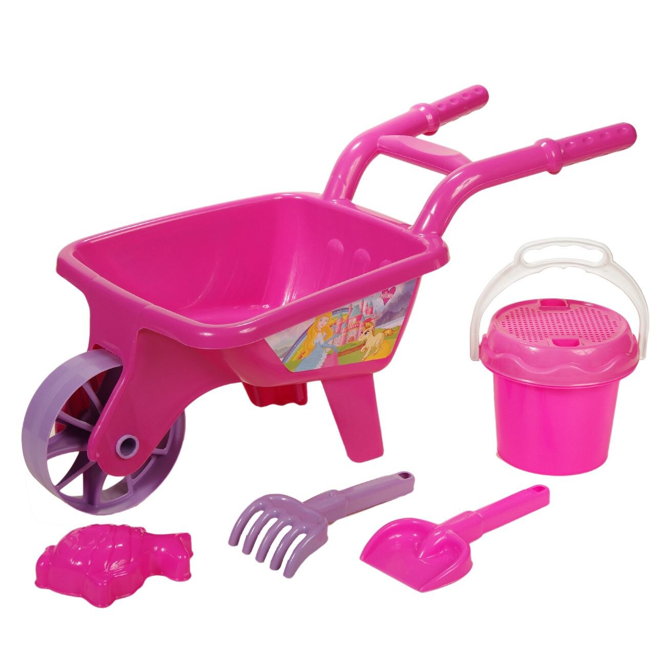 Roaba din plastic Soda Summer cu accesorii pentru nisip, Roz