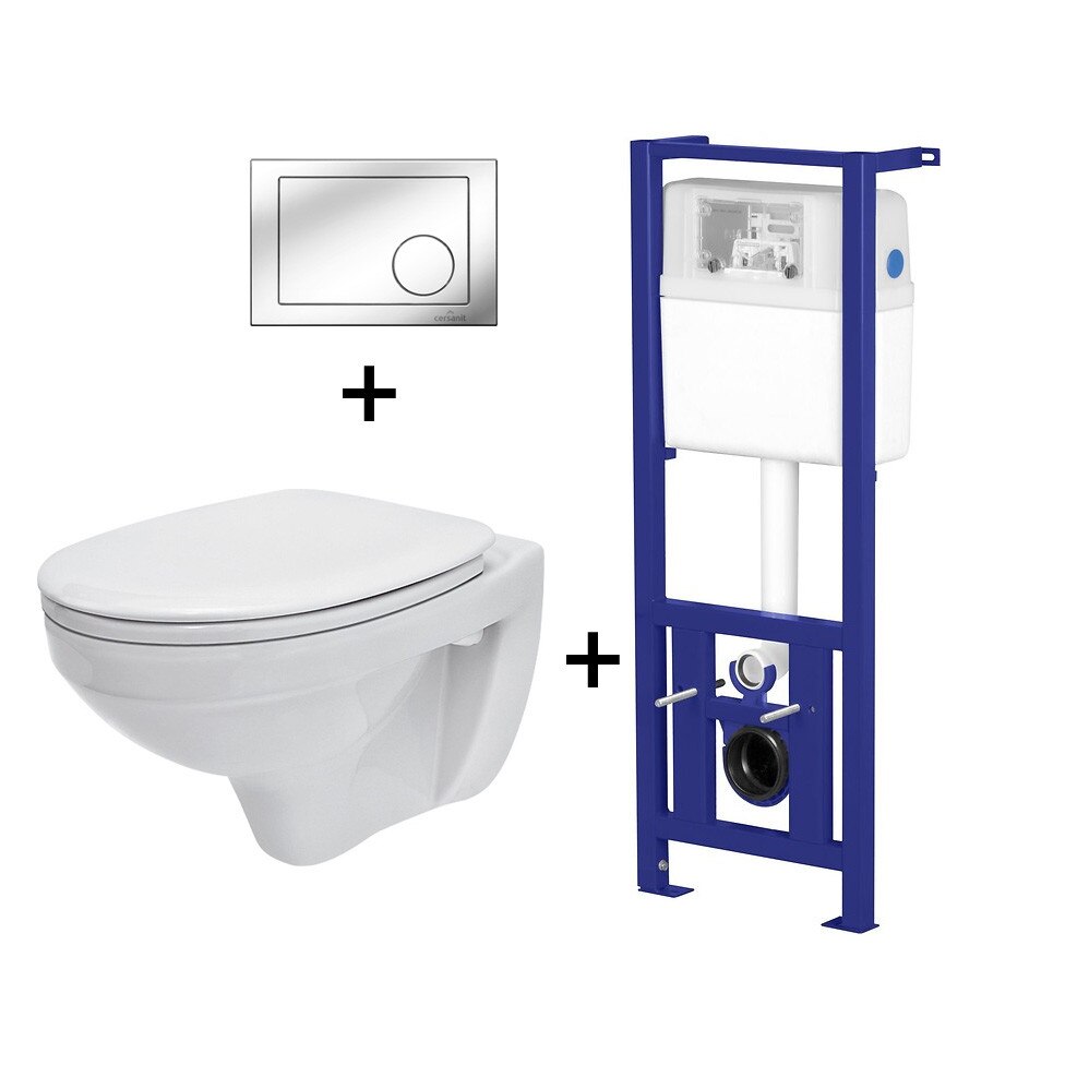 Pachet ALL IN ONE Agis Plus 206 compus din rezervor incastrat LINK + vas WC suspendat DELFI + capac WC cadere PP Delfi + clapeta Link crom stralucitor