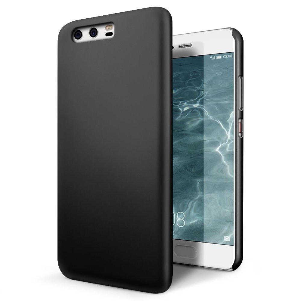 Husa Huawei P10 Plastic Cauciucat - negru BONUS Folie de Plastic