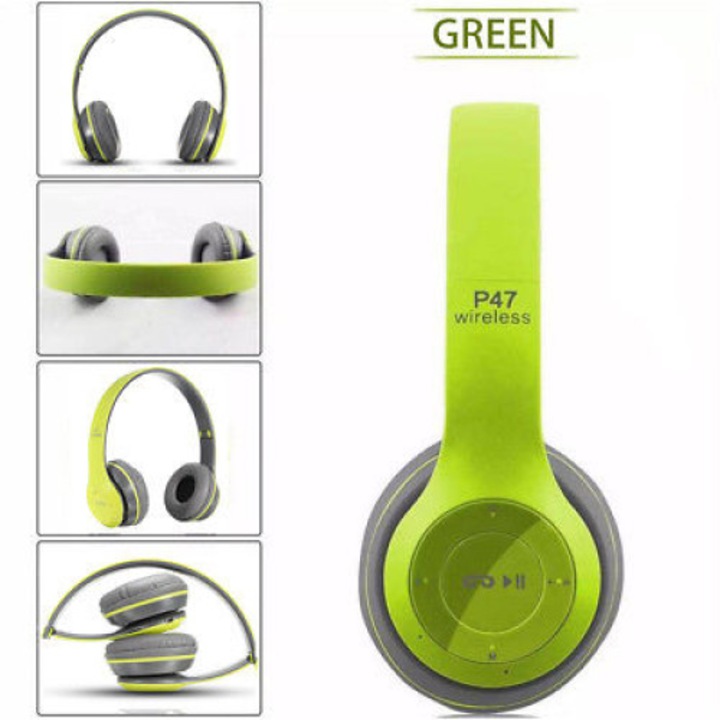 Безжични блутут слушалки Planet Tech P47, Stereo headphones, FM радио, MP3 player, Вграден микрофон, Micro SD вход, Зелени