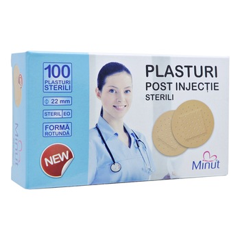 Plasturi post injectie Minut rotunzi 22mm - 100buc Plasturi post injectie Minut rotunzi 22mm - 100buc
