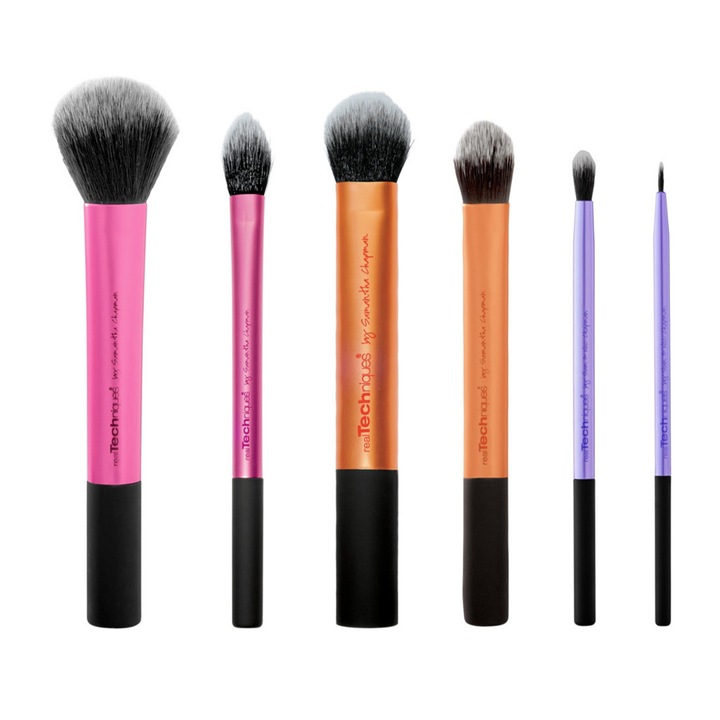 Set 6 pensule machiaj Real Techniques by Samantha Chapman, multicolore