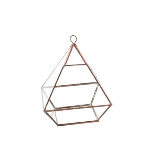 Terariu geometric piramida tetraedru, 20x15x15cm, cupru
