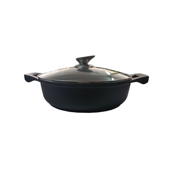 Cratita cu Capac din Sticla RoyaltyLine Switzerland 28 cm , 5.25 L , Aluminiu / Interior Marmorat Cratita cu Capac din Sticla RoyaltyLine Switzerland 28 cm , 5.25 L , Aluminiu / Interior Marmorat