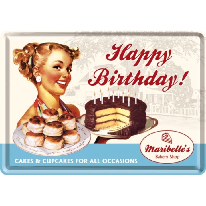 Placa metalica decor 10x14 cm "Happy Birthday"