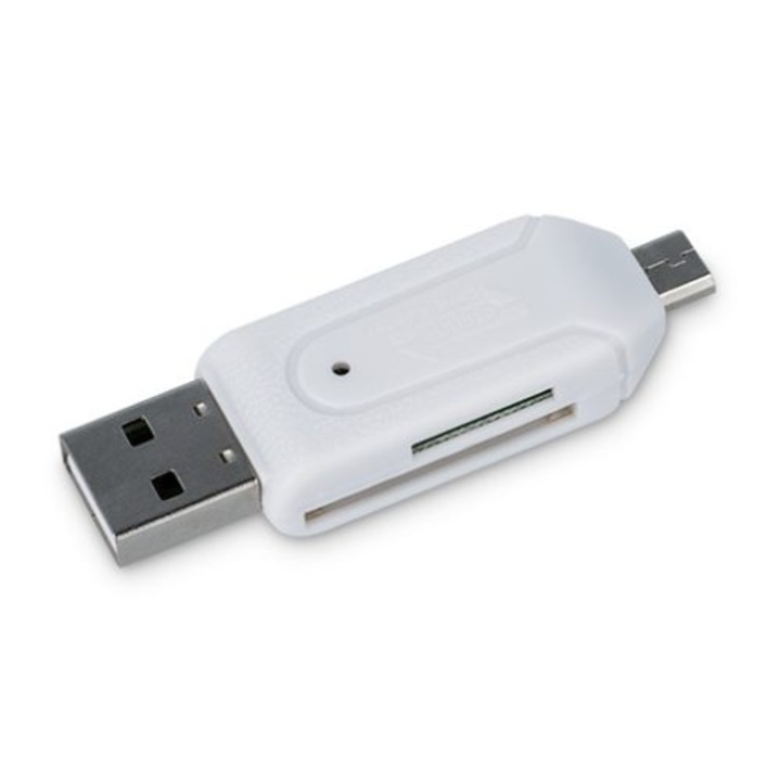OTG Card Reader Forever, interfata USB & MicroUSB, card MicroSD & SD