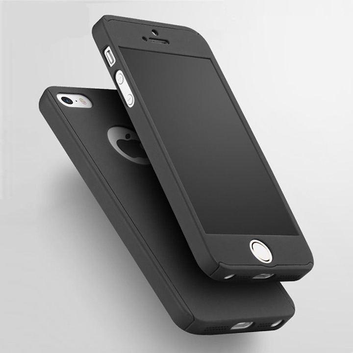Husa Fullbody MyStyle Black pentru Apple iPhone 5 / Apple iPhone 5S/ Apple iPhone 5SE cu Folie de protectie inclusa