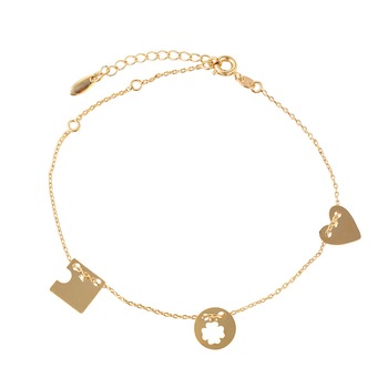 Bratara placata cu aur, forme fine - inima, trifoi si patrat Bratara placata cu aur, forme fine - inima, trifoi si patrat