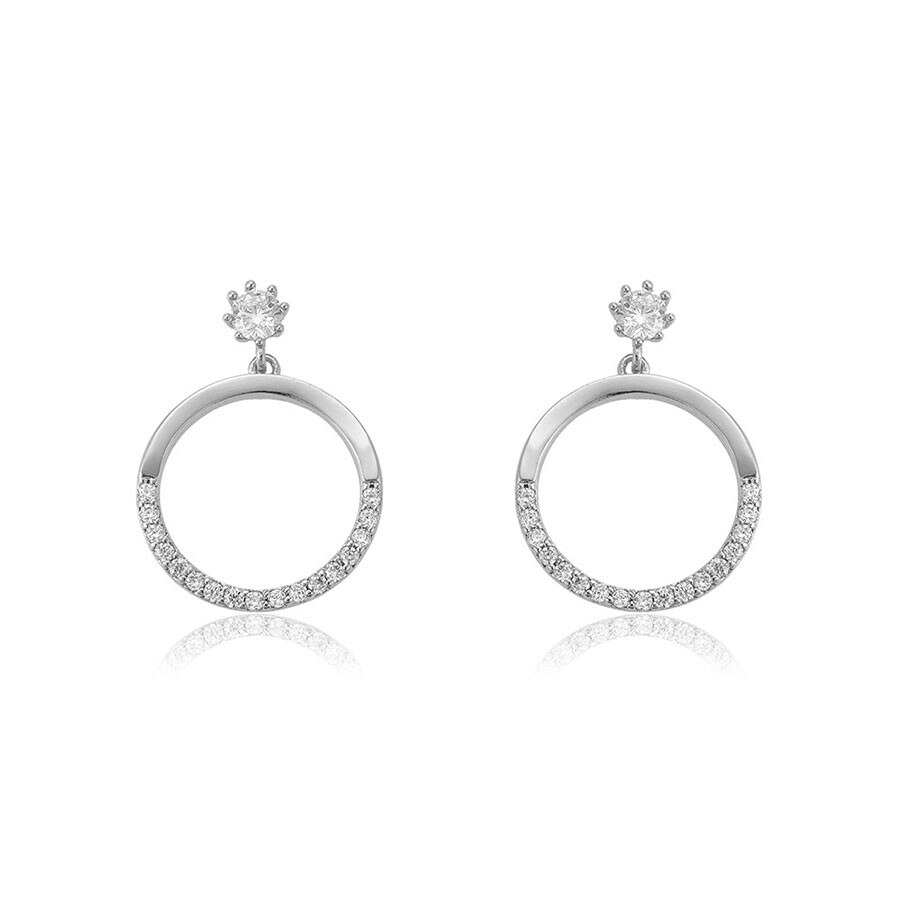 Cercei placati cu aur alb Open Circle