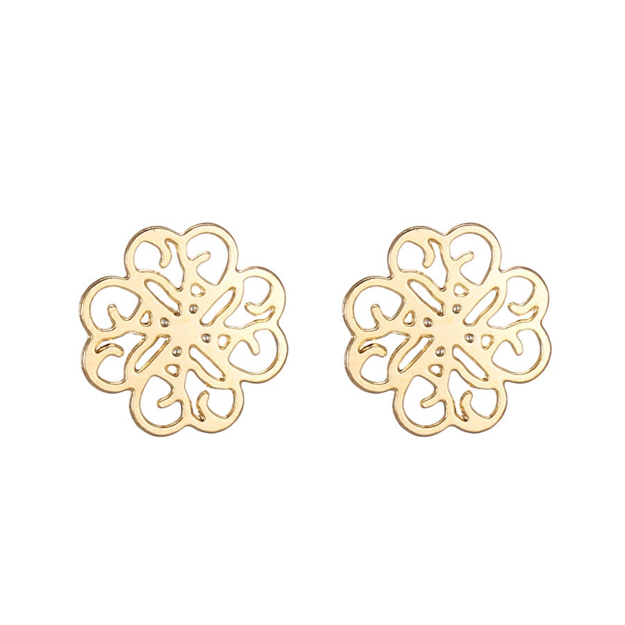 Cercei placati cu aur Gold Outline Flowers