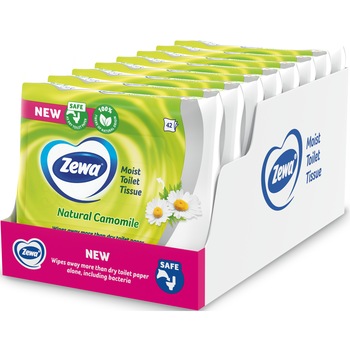 Hartie igienica umeda Zewa Natural Camomile, 8 pachete, 42 bucati Hartie igienica umeda Zewa Natural Camomile, 8 pachete, 42 bucati
