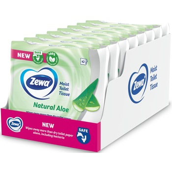 Hartie igienica umeda Zewa Aloe Vera, 8 pachete, 42 bucati Hartie igienica umeda Zewa Aloe Vera, 8 pachete, 42 bucati