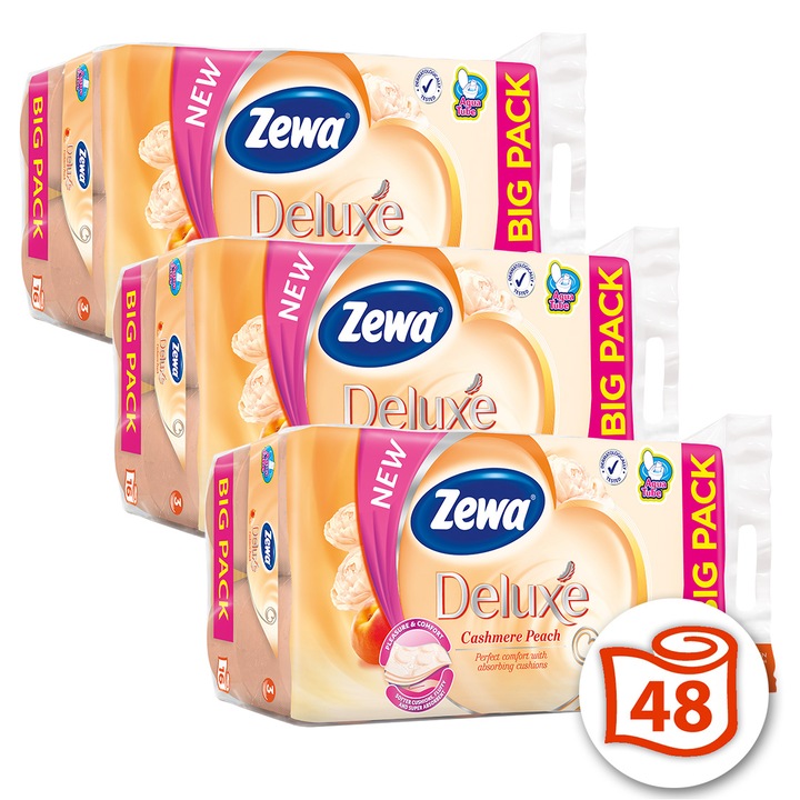Zewa Deluxe 3 rétegű toalettpapír, Cashmere Peach, 3x16 tekercs