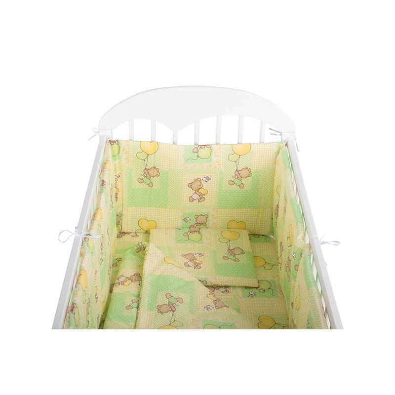 Lenjerie patut BabyNeeds, 5 piese, Ursuleti colorati, Verde