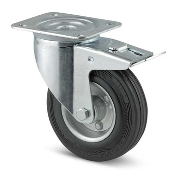 Roata pivotanta cu frana, din cauciuc , Diametru 200mm Roata pivotanta cu frana, din cauciuc , Diametru 200mm