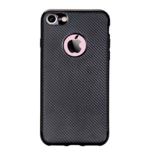 Capac de protectie pentru Apple iPhone 7 , TPU cu aspect carbon, negru