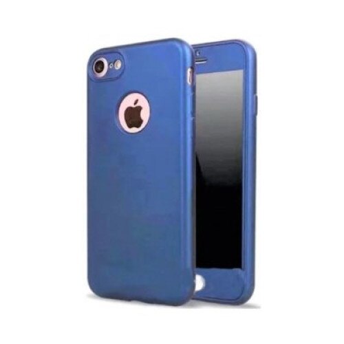 Capac de protectie Full silicone 360°(fata+spate) pentru Apple Iphone 7,albastru inchis