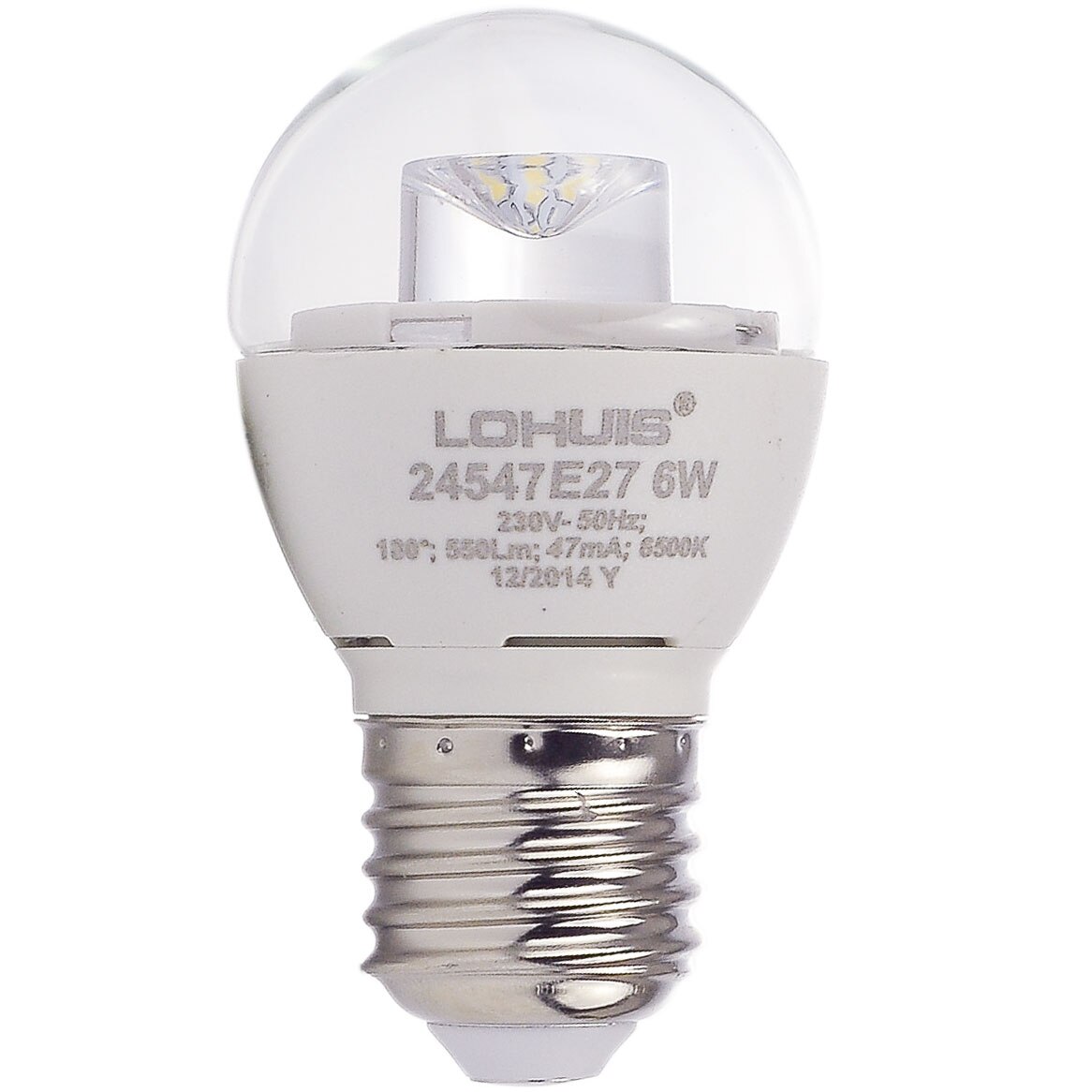 Bec Led Lohuis, forma glob, E27, 6W, 30000 ore, lumina rece
