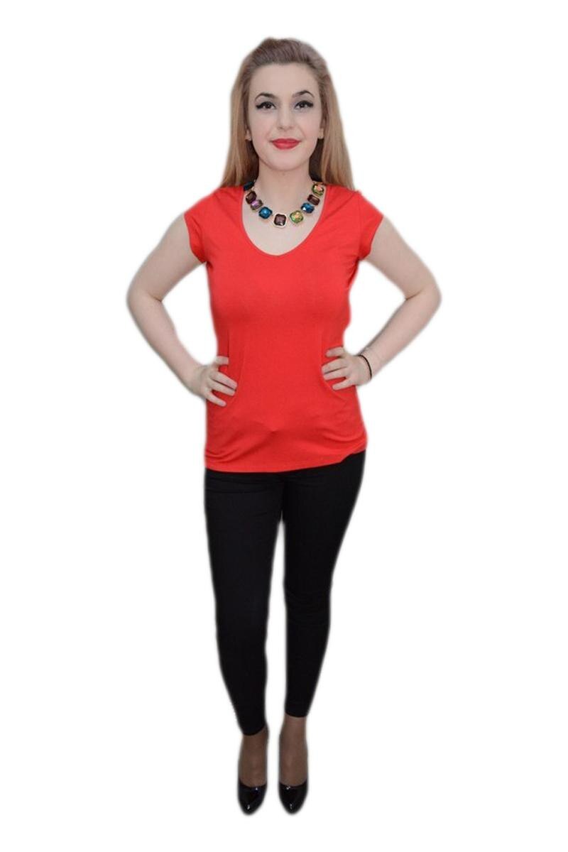 Tricou de vara, decolteu usor in V, D&J Exclusive, Rosu