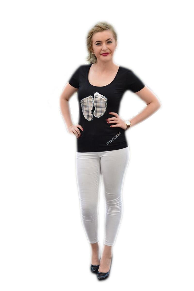 Tricou casual cu insertie de forma deosebita, D&J Exclusive, Negru