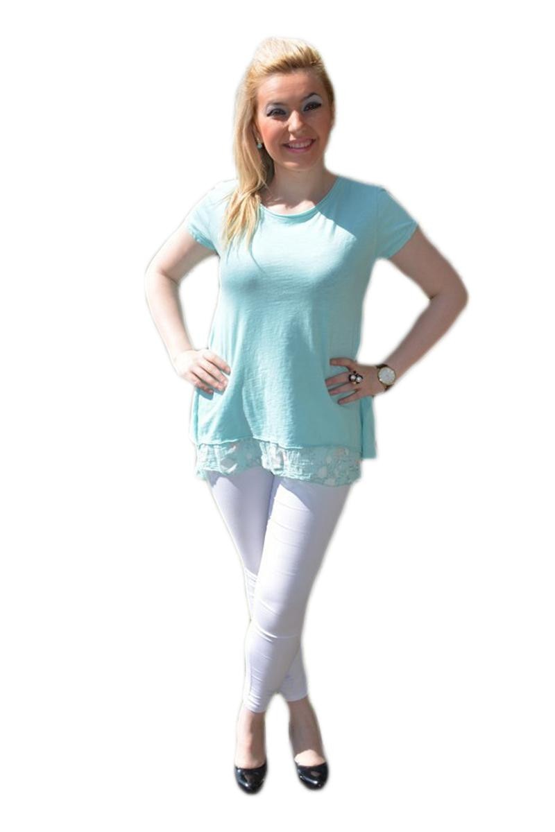 Tricou cu model despicat in spate, D&J Exclusive, Albastru deschis