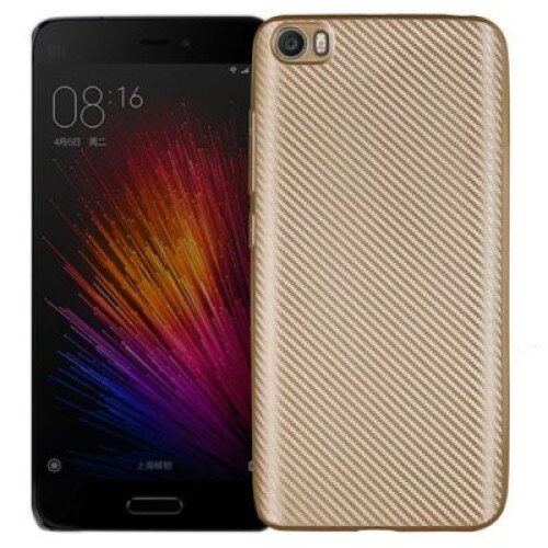 Capac de protectie pentru Xiaomi MI5, TPU cu aspect carbon, auriu