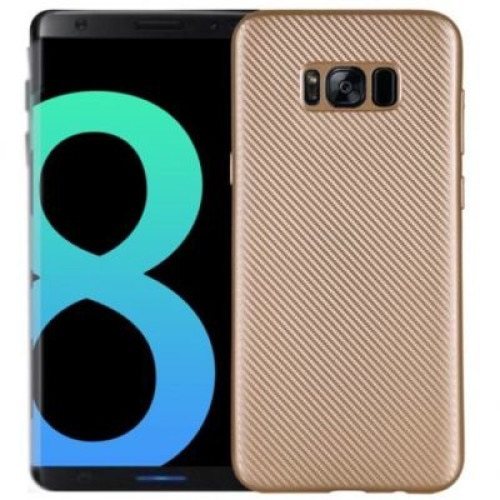 Capac de protectie pentru Samsung Galaxy S8 Plus, TPU cu aspect carbon, auriu