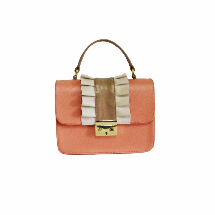Női táska, Zea, természetes bőr, lazac