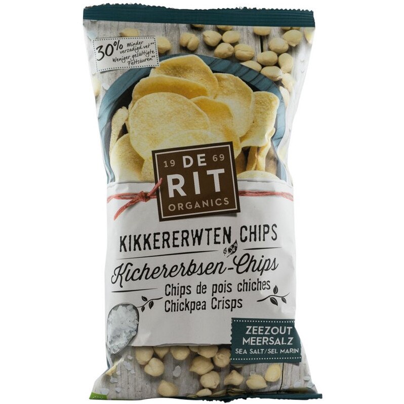 Chipsuri bio din naut cu sare de mare - De RIT, 75g