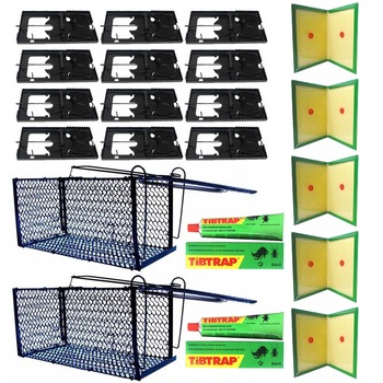 Pachet - 12 x Capcana/Cursa mecanica pentru soareci si sobolani + 5 x Capcana carton cu lipici + 2 x Cursa mare pentru sobolani + 2 x Lipici pentru soareci si sobolani, 100ml Pachet - 12 x Capcana/Cursa mecanica pentru soareci si sobolani + 5 x Capcana carton cu lipici + 2 x Cursa mare pentru sobolani + 2 x Lipici pentru soareci si sobolani, 100ml