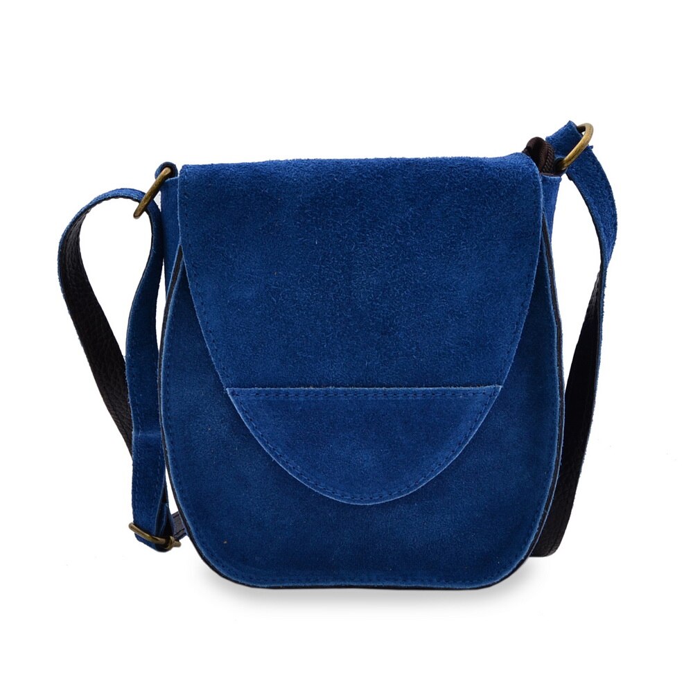 Geanta casual Myleno, de dama, piele naturala, culoare albastru