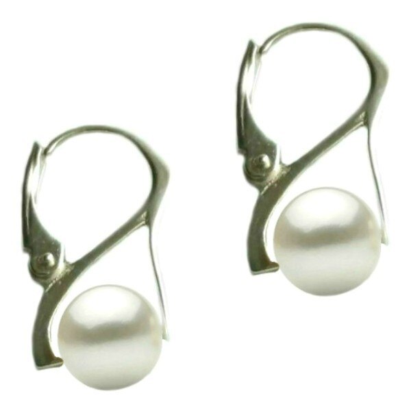 Cercei Argint cu Perle Naturale Albe Premium de 8 mm