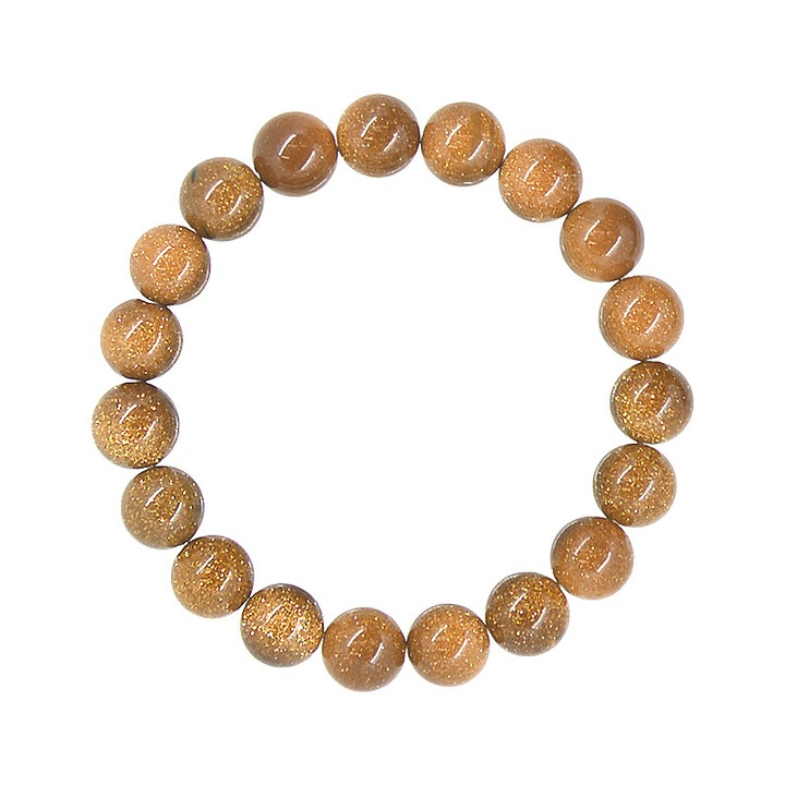 Гривна Red Goldstone - 10 мм сфери - полускъпоценни кристали, унисекс, е-кристали