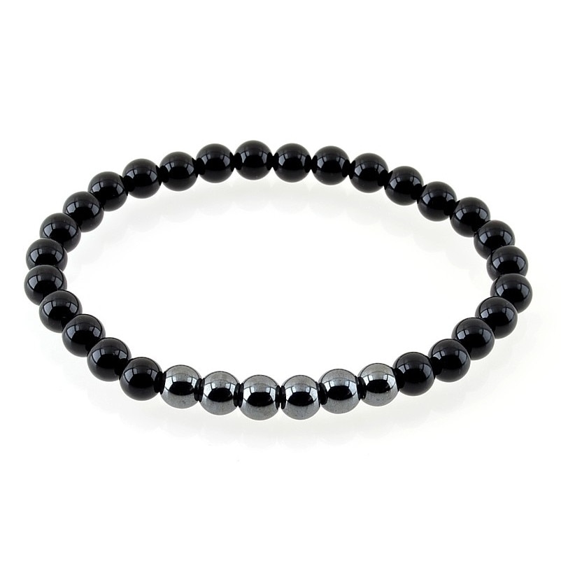 Bratara Power - sfere 6mm - Onix Negru si Hematit, Unisex, bijuteriicucristale