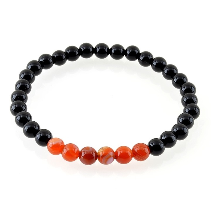 Bratara Power - sfere 6mm - Onix Negru si Carneol, Unisex, bijuteriicucristale