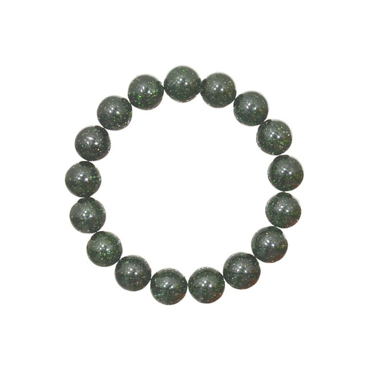 Гривна Green Goldstone, 12 мм сфери, полускъпоценни кристали, унисекс, e-crystals