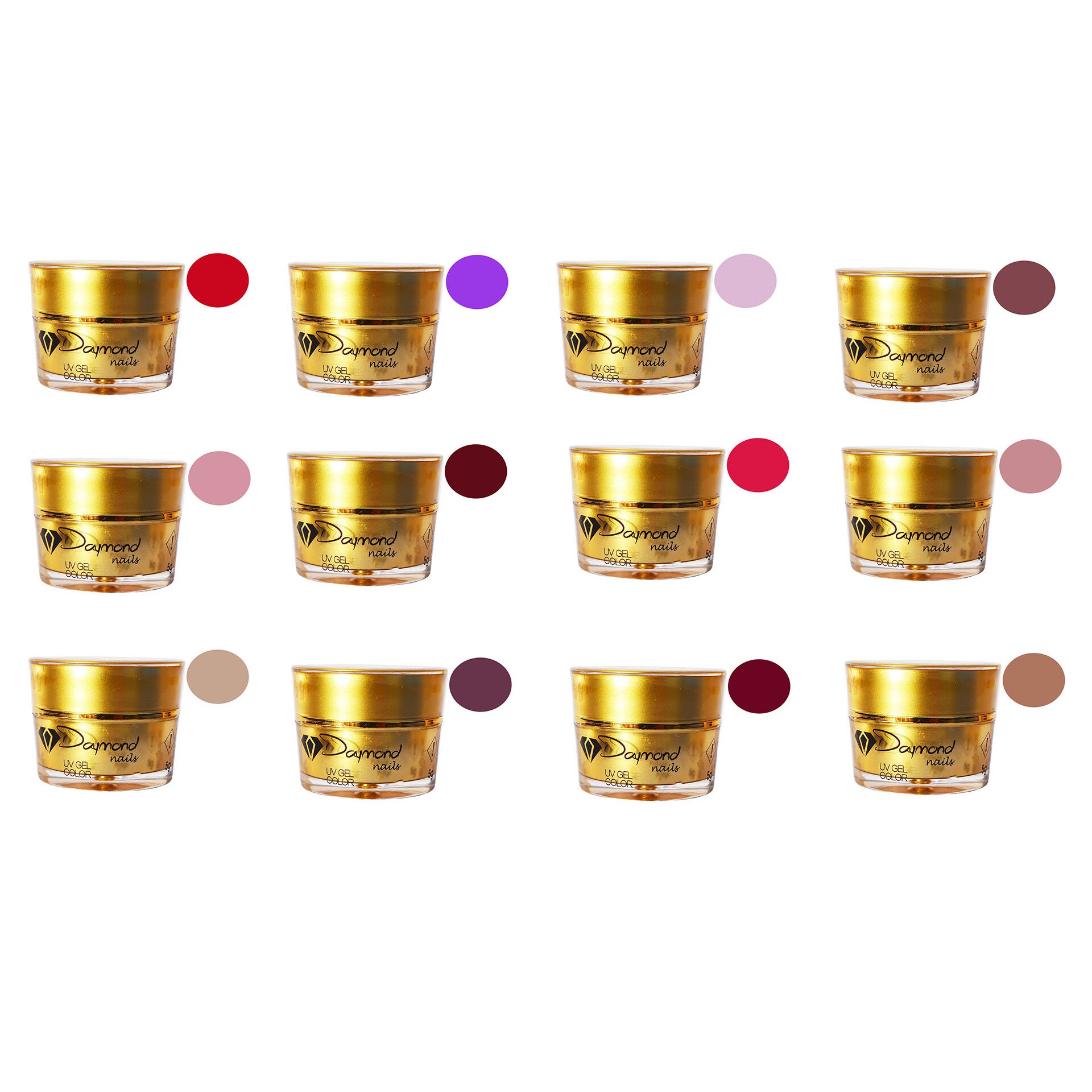 Kit Gel Color Daymond Nails 12 plus