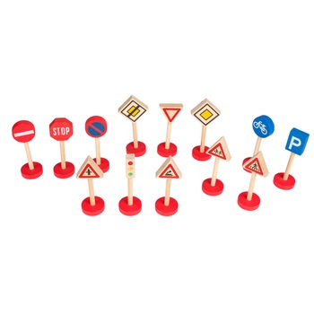 Set 13 semne de circulatie din lemn 11,5 cm - Pic Poc Set 13 semne de circulatie din lemn 11,5 cm - Pic Poc
