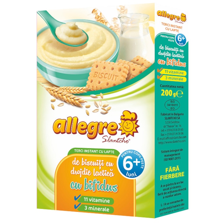 Cereale bebelusi DE BISCUITI CU DROJDIE LACTICA CU BIFIDUS, 200g, 6 luni+