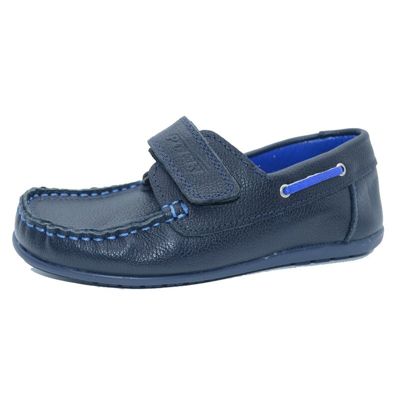 Mocasini ortopedici din piele, pentru baieti, Ponki, inchidere velcro, Bleumarin