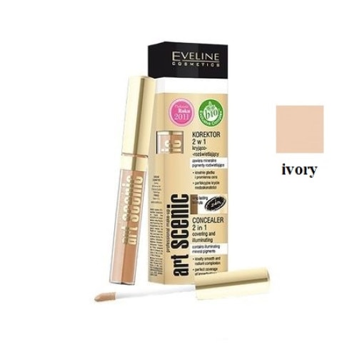 Corector lichid Eveline Cosmetics 2 in 1 corector si iluminator nuanta 06 Ivory