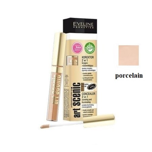 Corector lichid Eveline Cosmetics 2 in 1 corector si iluminator nuanta 08 Porcelain