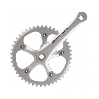 Pedalier Prowheel 46T 3/32 brat 165mm aluminiu argintiu ax patrat Pedalier Prowheel 46T 3/32 brat 165mm aluminiu argintiu ax patrat