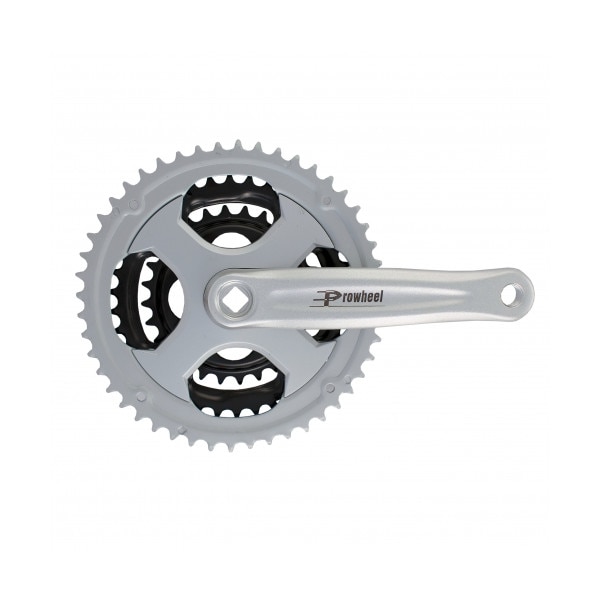 Pedalier Prowheel 28/38/48T ax patrat aluminiu 170mm argintiu