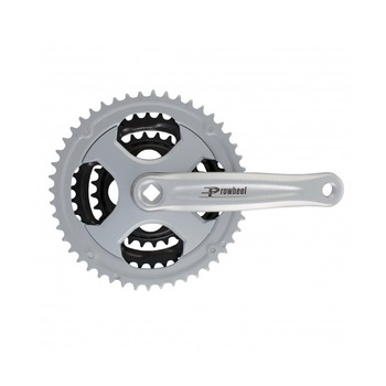 Pedalier Prowheel 28/38/48T ax patrat aluminiu 170mm argintiu Pedalier Prowheel 28/38/48T ax patrat aluminiu 170mm argintiu