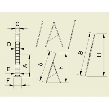 Scara universala cu 3 tronsoane Alverosal 8 trepte Eurostyl, 5.13 m Scara universala cu 3 tronsoane Alverosal 8 trepte Eurostyl, 5.13 m