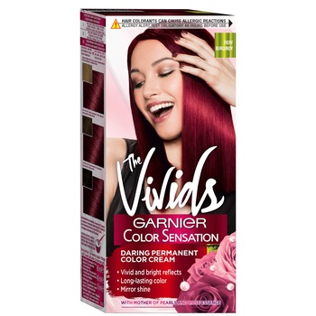 Vopsea de par permanenta cu amoniac Garnier Color Sensation The Vivids cu pigmenti intensi 4.62 Fiery Burgundy, 110 ml Vopsea de par permanenta cu amoniac Garnier Color Sensation The Vivids cu pigmenti intensi 4.62 Fiery Burgundy, 110 ml