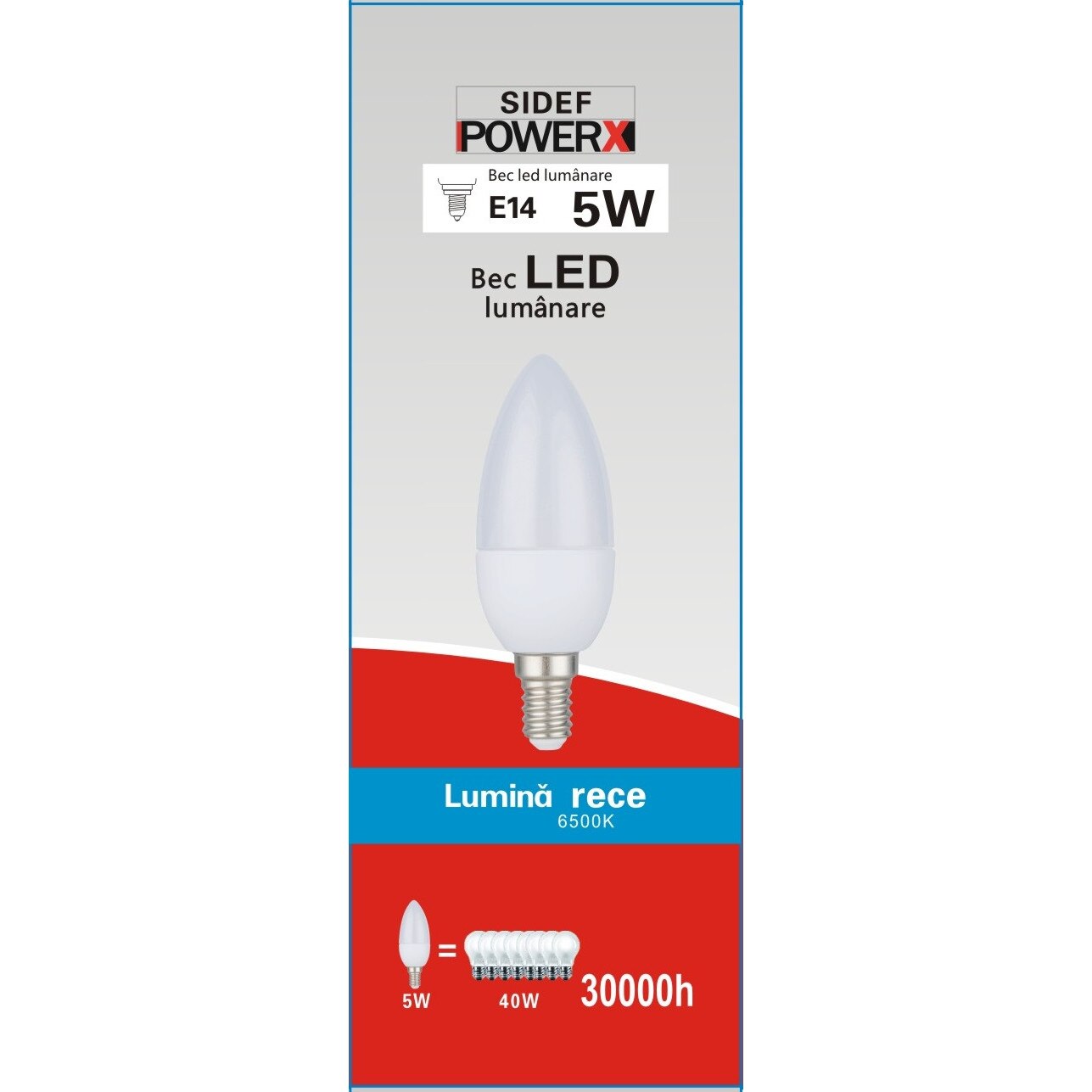 Крушка LED PowerX, E14, 5W (40W), 6500K, Енергиен клас G, Автономия ...
