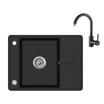 Pachet Aquasanita chiuveta Bella SQB102-601AW, silicsana cu baterie Sabia 5523-601, cartus ceramic, negru Pachet Aquasanita chiuveta Bella SQB102-601AW, silicsana cu baterie Sabia 5523-601, cartus ceramic, negru