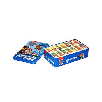 Domino joc de societate Spin Master Paw Patrol in cutie de metal Domino joc de societate Spin Master Paw Patrol in cutie de metal